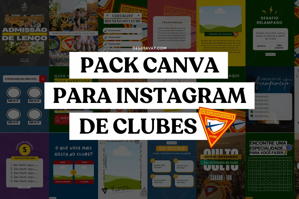 templates de artes editáveis para instagram de clubes de desbravadores