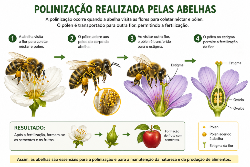 polinização realizada pelas abelhas